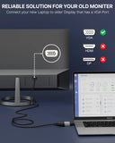 FEDUS USB C to VGA Adapter 1080P@60Hz Type C Male to VGA Female Adapter Converter