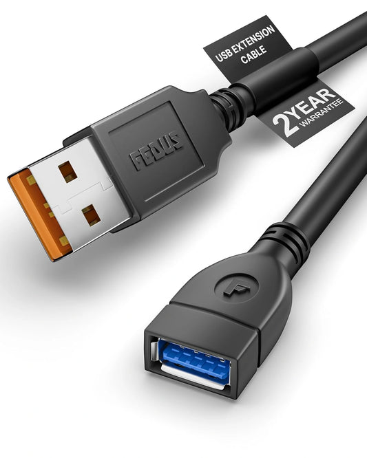FEDUS USB Extension Cable USB 2.0 Extender Cable for Printer, Keyboard, Mouse, Hard Drive and Laptop Connectivity