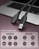 USB cable with connectors on a laptop, showing compatibility with various devices.