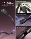 USB cable with features highlighted on a dark background