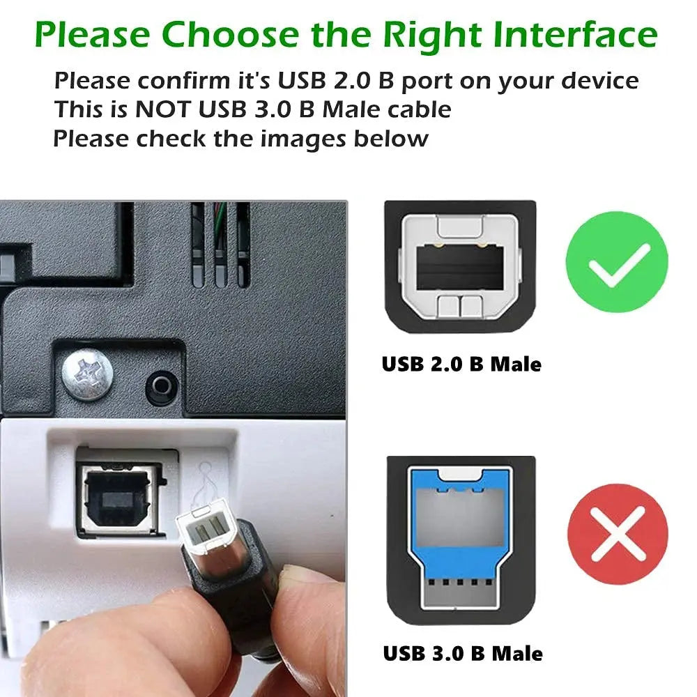 FEDUS USB Printer Cable, Printer USB Cable Wire, USB A Male To USB B 2.0 Male Cord, Scanner Cable Compatible with Printers of Brother Dell, HP Printer Cable, Epson, Canon, Xerox Samsung FEDUS