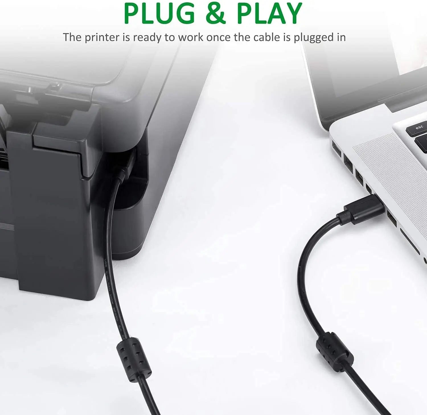 FEDUS USB Printer Cable, Printer USB Cable Wire, USB A Male To USB B 2.0 Male Cord, Scanner Cable Compatible with Printers of Brother Dell, HP Printer Cable, Epson, Canon, Xerox Samsung FEDUS