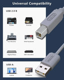 FEDUS USB Printer Cable, Printer USB Cable Wire, USB A Male To USB B 2.0 Male Cord, Scanner Cable Compatible with Printers of Brother Dell, HP Printer Cable, Epson, Canon, Xerox Samsung FEDUS