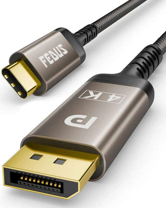 FEDUS USB Type-C to DisplayPort DP 1.2 Cable 4.9FT, Unidirectional 21.6Gbps 4K@60Hz, 2K@144Hz, Thunderbolt 3/4 to DP Cord Compatible with iPad, MacBook Pro/Air, Surface, iMac, Galaxy, XPS, iPhone 16/15 FEDUS