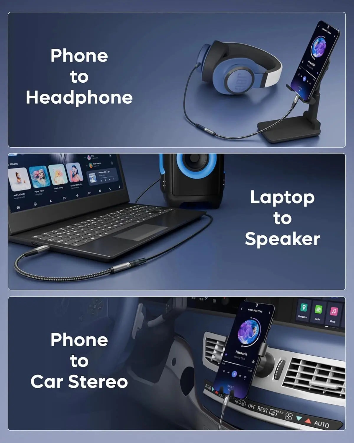 FEDUS USB Type C to 3.5mm Female Headphone Jack Adapter, 3.5 mm jack to Type C connector, Aux to Type C Audio Dongle Cable Cord for iPhone 16/15, Galaxy S24/S23 Ultra, iPad Pro, Headphone, Speaker, Car FEDUS