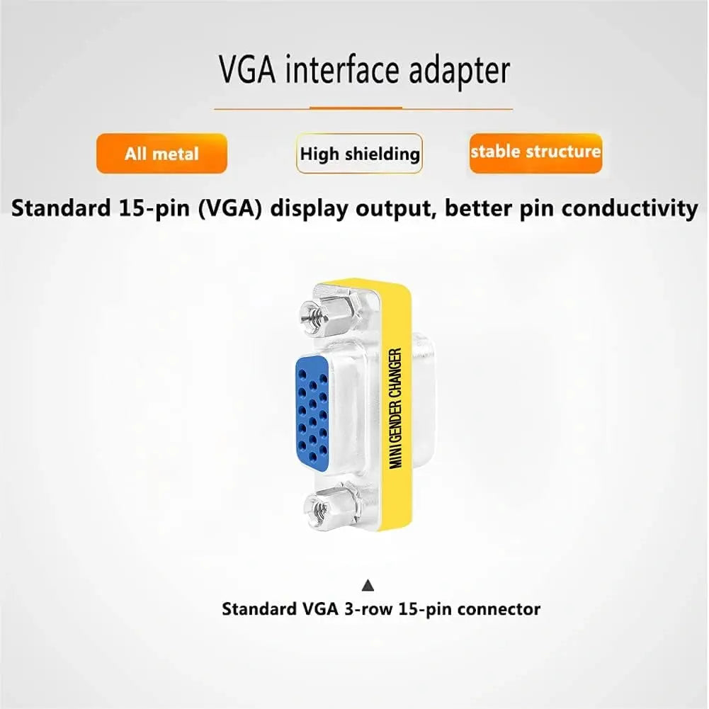 FEDUS VGA Jointer Coupler Joiner Extender 15 Pin Female to Female Coupler Cable Extender Female Both Side Female to Female Gender Changer FEDUS