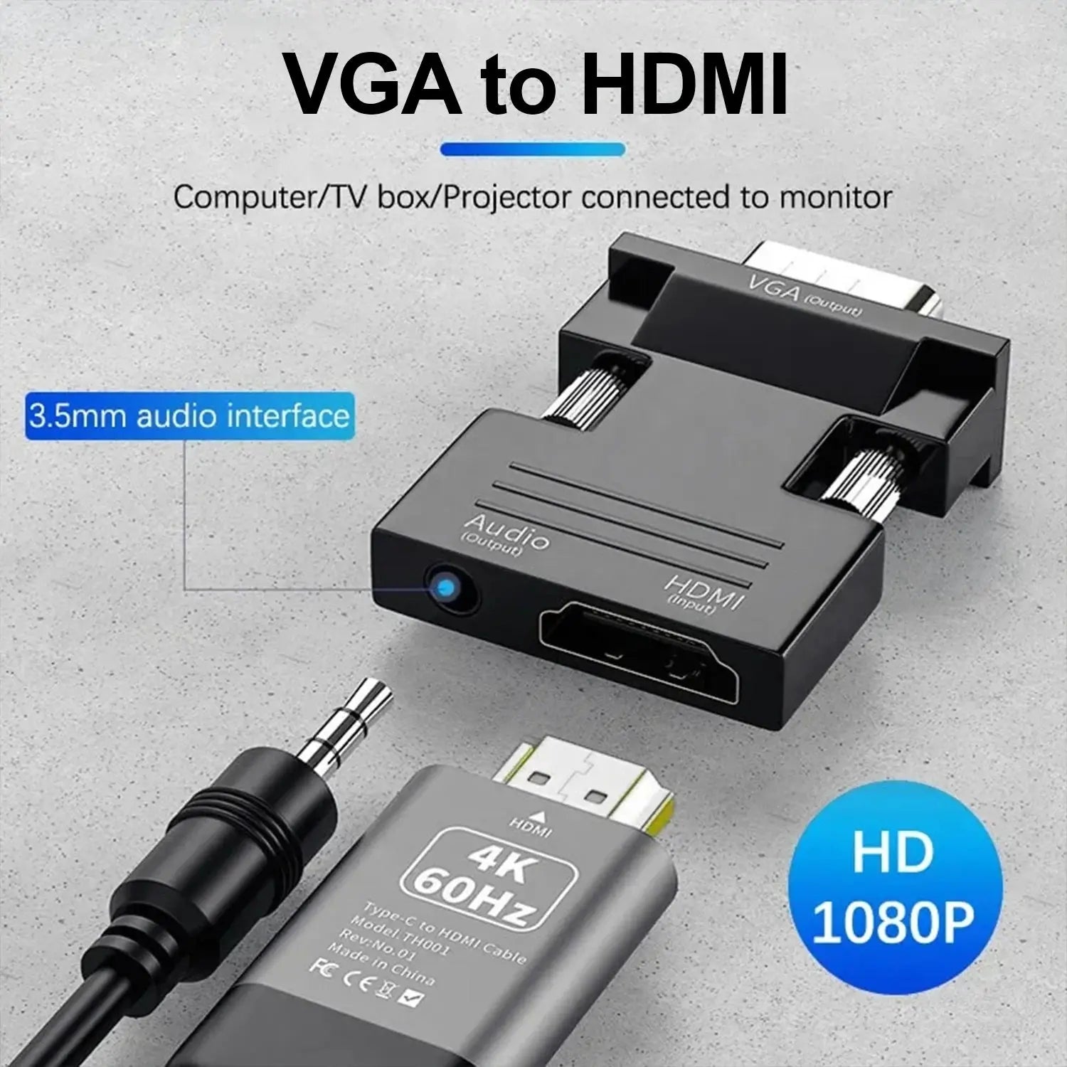 FEDUS VGA to HDMI Converter Cable, VGA to HDMI Adapter with Audio, 1080P Video Dongle VGA Converter with Audio(0.5FT)for PC Cheeku Technologies