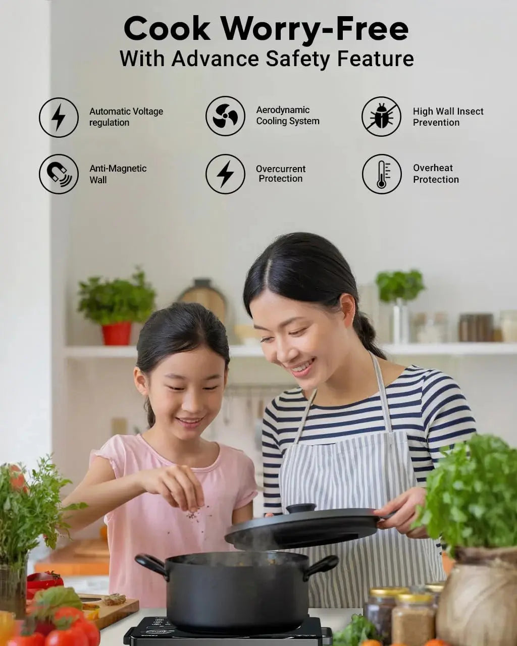 FEDUS 2200 Watts Infrared Cooktop, Energy Efficient Cook & Grill Infrared Stove, Electric Stove Chulha, hot plate chula, Current Stoves Burner for cooking All Cookware compatibility Black FEDUS