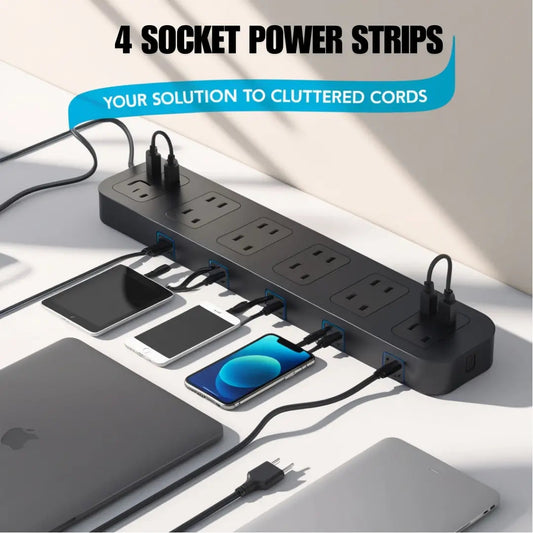 4 Socket Power Strips: Your Solution to cluttered Cords FEDUS