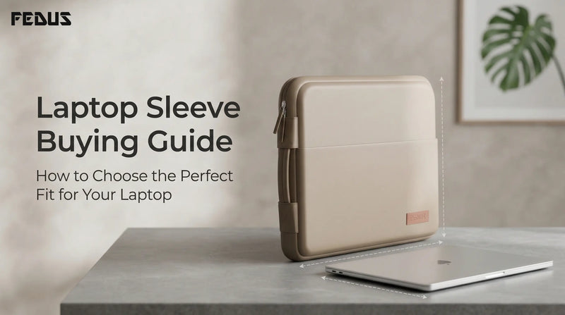 Premium black laptop sleeve size guide showing 39 cm length, 28.5 cm width and 3 cm thickness on desk setup