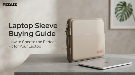 Premium black laptop sleeve size guide showing 39 cm length, 28.5 cm width and 3 cm thickness on desk setup