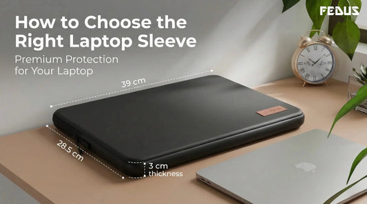 FEDUS MONARC premium laptop sleeve with MacBook demonstrating correct laptop sleeve size and fit guide