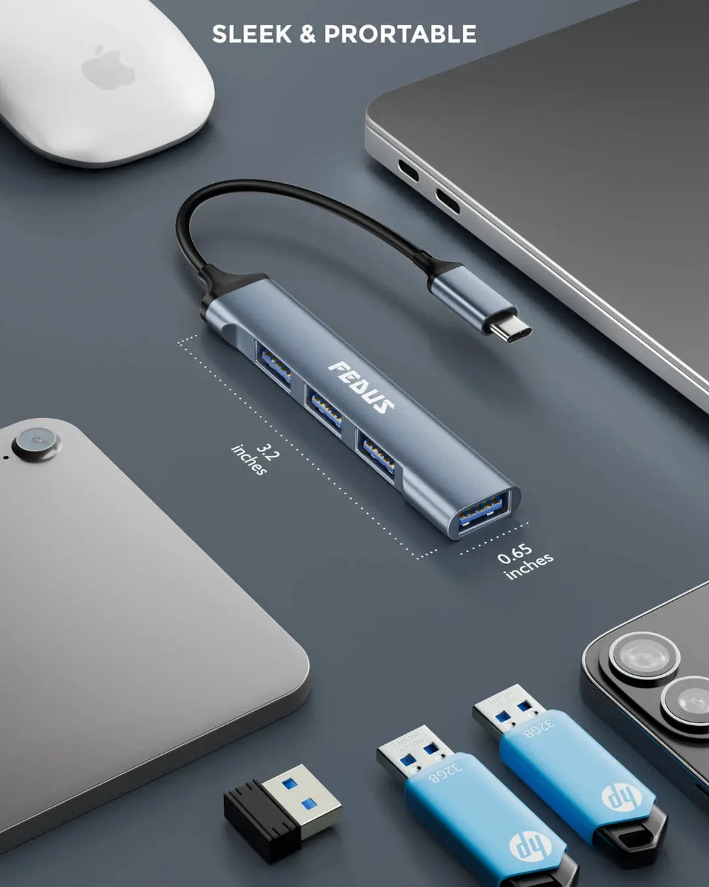FEDUS USB Hub 3.0 USB C Hub, 4 in 1 Type C Multi USB Connector Adapter with USB 3.0 and USB 2.0 Ports, USB Expander for Laptop, Mobile, Pc, Printers, Flash Drive, MacBooks, HDD, Camera, Keyboard, Mouse FEDUS
