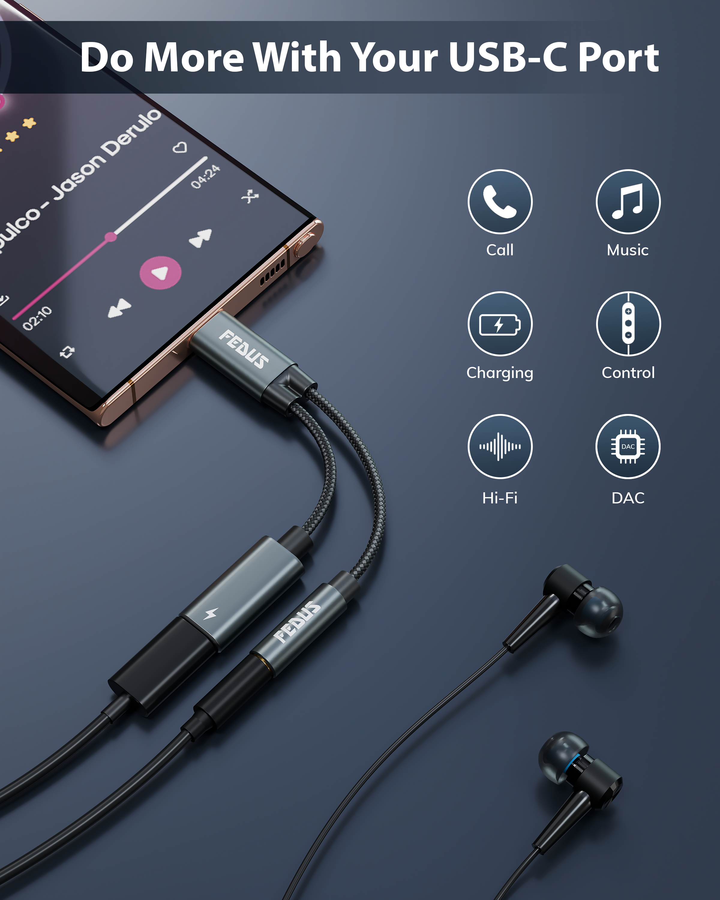 Oneplus Nord Oneplus Type C Dongle Oneplus Pro Aux Adapter FEDUS