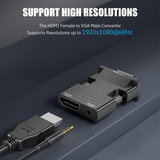 FEDUS VGA to HDMI Converter Cable, VGA to HDMI Adapter with Audio, 1080P Video Dongle VGA Converter with Audio(0.5FT)for PC