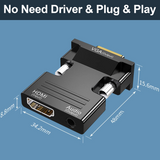 FEDUS VGA to HDMI Converter Cable, VGA to HDMI Adapter with Audio, 1080P Video Dongle VGA Converter with Audio(0.5FT)for PC