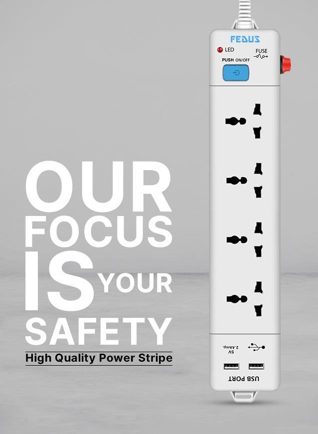 Power strip 4 socket with usb white