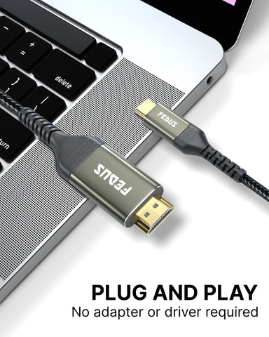 FEDUS USB C to HDMI Cable, 4K@60Hz Type-C to HDMI Adaptor for Home Office and MAC Thunderbolt 3/4 Compatible USB C to HDMI Converter for Laptop, Mobile, iPad Pro, MacBook, Chromebook, TV, Monitor
