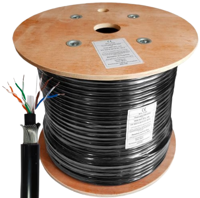 FEDUS Cat6 UTP 24AWG Twisted Pair Armored Cable:300M Black