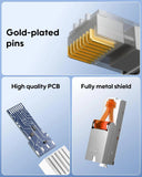 FEDUS Ping Cat 7 Toolless RJ45 Connector, Shielded Field Termination Plug for Heavy Duty Ethernet Cable (10Gbps, 600MHz), Zinc Alloy Metal Reusable 8P8C LAN Network End, Cat7/Cat6a (1-Year Warrantee) FEDUS