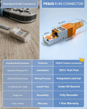 FEDUS Ping Cat 7 Toolless RJ45 Connector, Shielded Field Termination Plug for Heavy Duty Ethernet Cable (10Gbps, 600MHz), Zinc Alloy Metal Reusable 8P8C LAN Network End, Cat7/Cat6a (1-Year Warrantee) FEDUS