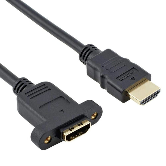 FEDUS 30Cm 1.4 Version HDMI Male to HDMI Female Extension Cable (Input Panel Mount Adapter Cable) HDMI M-F Cable -black
