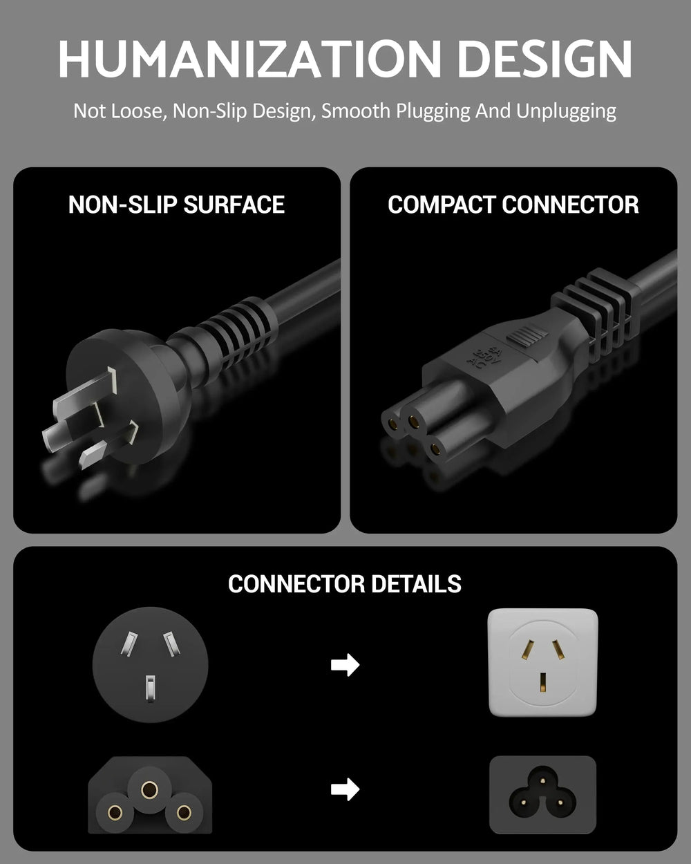 FEDUS 1.8M 3 Prong AU Australia SAA 3 Pins Plug 18 AWG Power Cord with IEC 320 C5 AU Plug Clover Leaf Laptop Pure Copper Power Cable for PCs Monitors Power adapters, Printer, Appliances Cheeku Technologies
