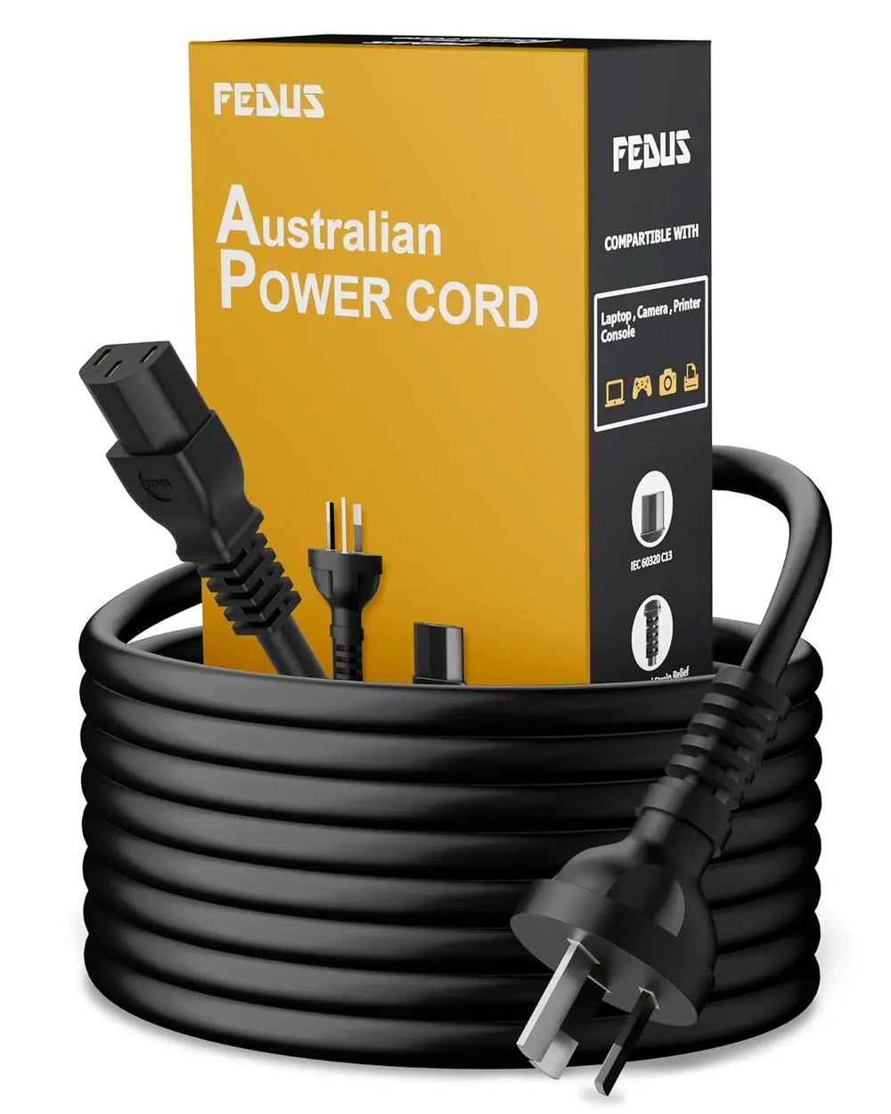 FEDUS 1.8M 3 Prong AU Australia SAA 3 Pins Plug 18 AWG Power Cord with IEC 320 C13 AU Australian Plug Computer Pure Copper Power Extension Cable for PCs, Monitors, Power adapters, Printer, Appliances Cheeku Technologies