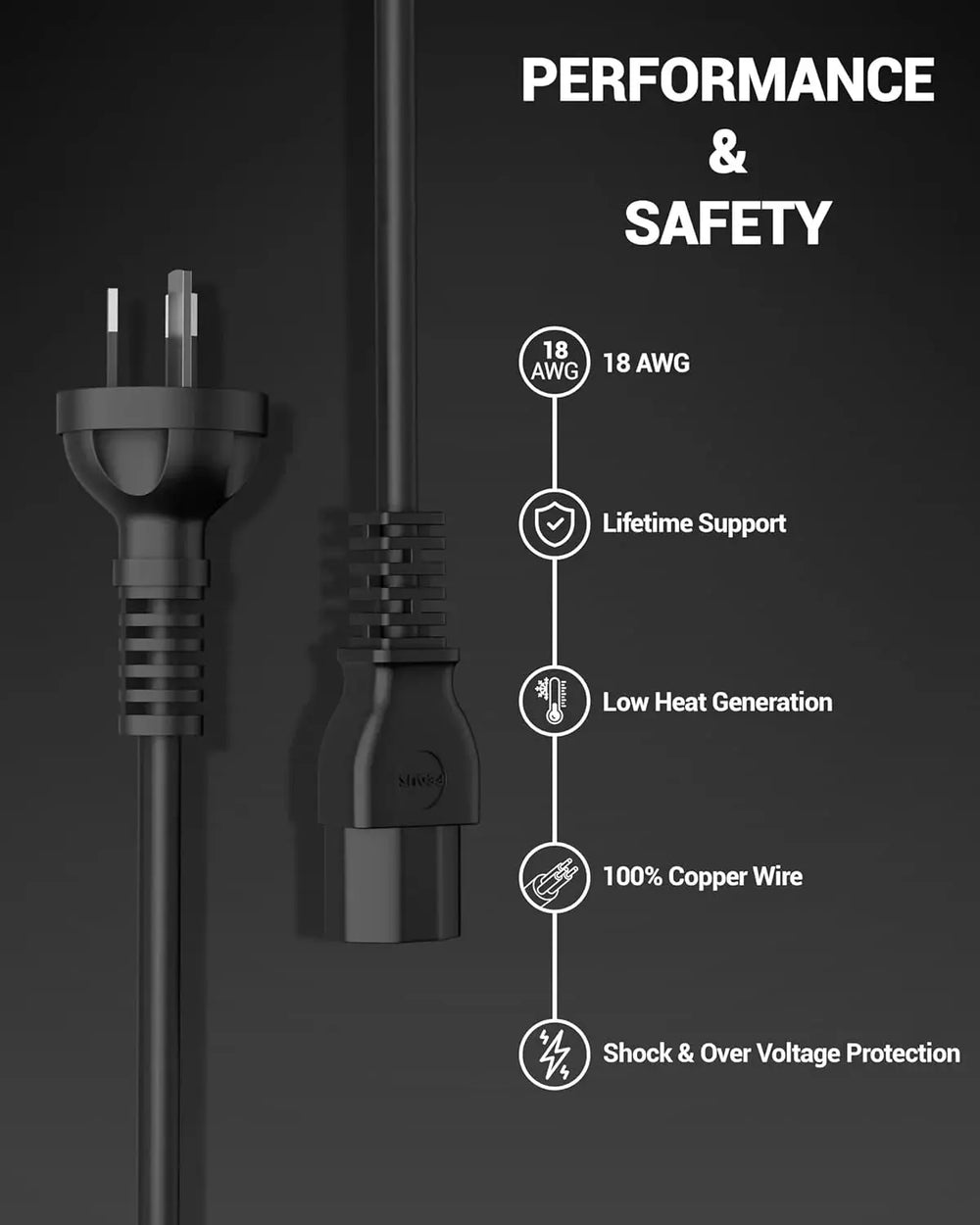 FEDUS 1.8M 3 Prong AU Australia SAA 3 Pins Plug 18 AWG Power Cord with IEC 320 C13 AU Australian Plug Computer Pure Copper Power Extension Cable for PCs, Monitors, Power adapters, Printer, Appliances Cheeku Technologies