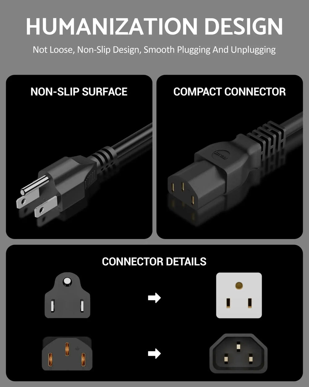 FEDUS 1.8 Meter Type B USA/Canada/Japan/America Universal Computer Monitor Power Cord, type B to C13 Power Cable for Monitor, PC, Desktop, Printer, Scanner, 10Amps 18 AWG GA NEMA 5-15P to IEC13 Cheeku Technologies