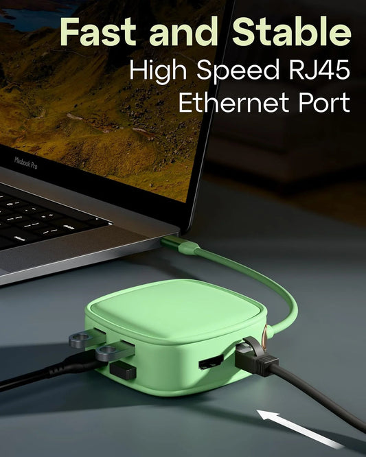 FEDUS 10 in 1 USB C Hub, Type C Docking Station with 4K@30Hz HDMI, 100W Power Delivery, RJ45 LAN, 5Gbps USB 3.0, USB 2.0, SD/TF Card Reader for Laptop, MacBook, iPad, PC, Monitor, Flash Drive, HDD FEDUS