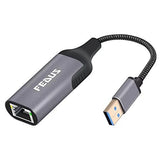 FEDUS Gigabit 1000 Mbps USB A to Ethernet RJ45 Adapter, USB-A 3.0 to RJ45 LAN Wired Adapter, Plug, and Play, Metal body braided cable, Compatible with Windows and Mac, Laptop, MacBook, Chromebook, Surface