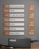 FEDUS 12 Volt 5 Amp (12V 5A) AC DC Adapter 12v 60 Watt DC Power Supply AC Adapter SMPS AC to DC Converter for Battery Charger Transformer, PC, LCD Monitor, TV, LED Strip, CCTV, DVR, NVR, DIY