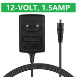 FEDUS 12V 1.5A DC Power Adapter, SMPS for LCD Monitor, TV, LED Strip, CCTV, 12 Volt 1.5A Power Adapter, AC Input 100-240V DC Output 12 Volt 1.5A - 2.5mm x 5.5mm Jack