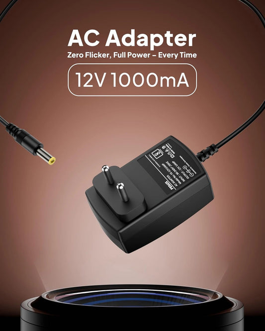 Fedus 12V 1A DC Power Supply Adapter, Smps For Lcd Monitor, Tv, Pos Machines, Led Strip, Set Top Boxes, Cctv Cameras, [12 Volt, 1 A Power, Black, 2.5Mm X 5.5Mm Jack]