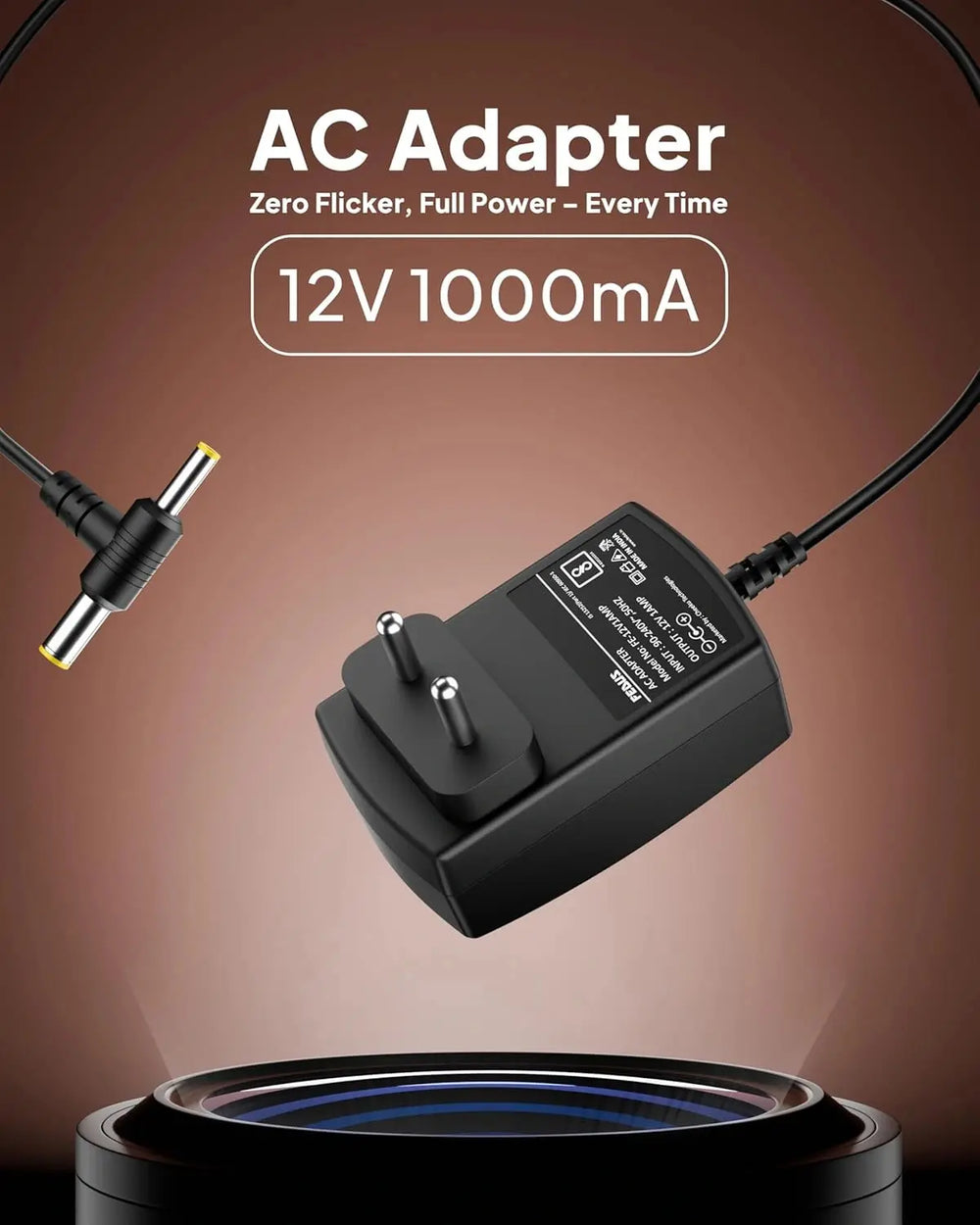 FEDUS 12V 1A DC Power Adapter, Power Supply, SMPS for LCD Monitor, TV, LED Strip, CCTV, 12 Volt 1 Amp Power Adapter, AC Input 100-240V DC Output 12 Volt 1 Amps - 2.5mm x 5.5mm Jack FEDUS