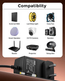 FEDUS 12V 1A DC Power Adapter, Power Supply, SMPS for LCD Monitor, TV, LED Strip, CCTV, 12 Volt 1 Amp Power Adapter, AC Input 100-240V DC Output 12 Volt 1 Amps - 2.5mm x 5.5mm Jack