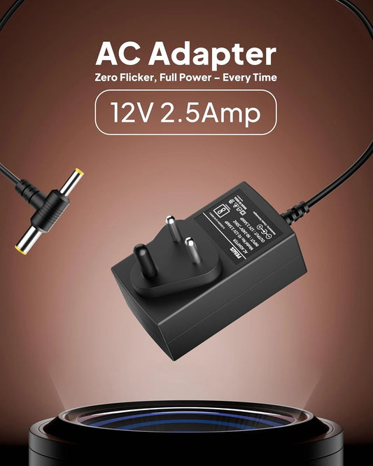 FEDUS 12V 2.5Amp DC Power Supply Adapter, 12 Volt 2.5A SMPS for LCD Monitor, TV, LED Strip Light, DVR, NVR, CCTV Camera, Dc Motor, Setup Box, Broadband, Routers AC to DC Output: 12V, 2.5 amps