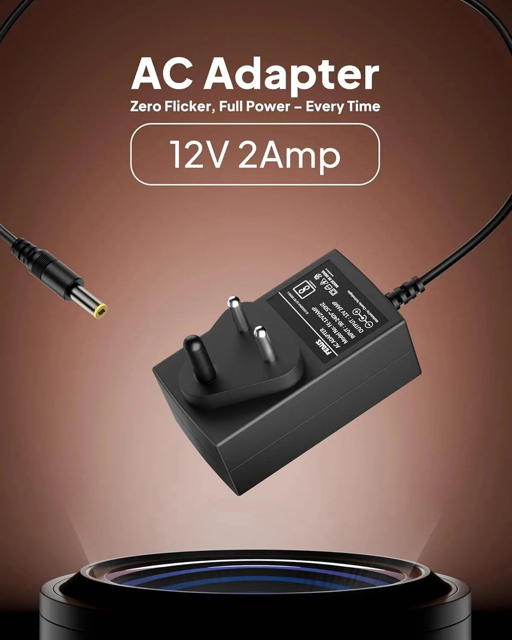 FEDUS 12V 2Amp DC Power Supply Adapter Converter, 12 Volt 2A SMPS for CCTV Camera, Routers, DVR, NVR, LCD Monitor, TV, LED Strip Light, Setup Box, Broadband, AC Input 100-240V, DC Output 12v 2Amps FEDUS