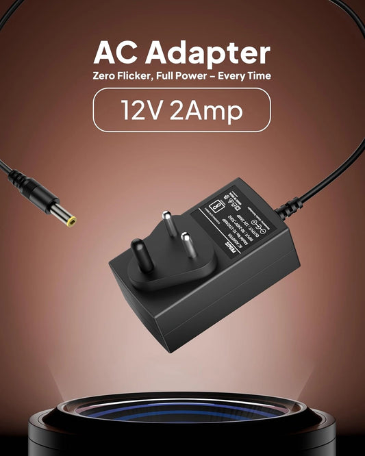 FEDUS 12V 2Amp DC Power Supply Adapter Converter, 12 Volt 2A SMPS for CCTV Camera, Routers, DVR, NVR, LCD Monitor, TV, LED Strip Light, Setup Box, Broadband, AC Input 100-240V, DC Output 12v 2Amps