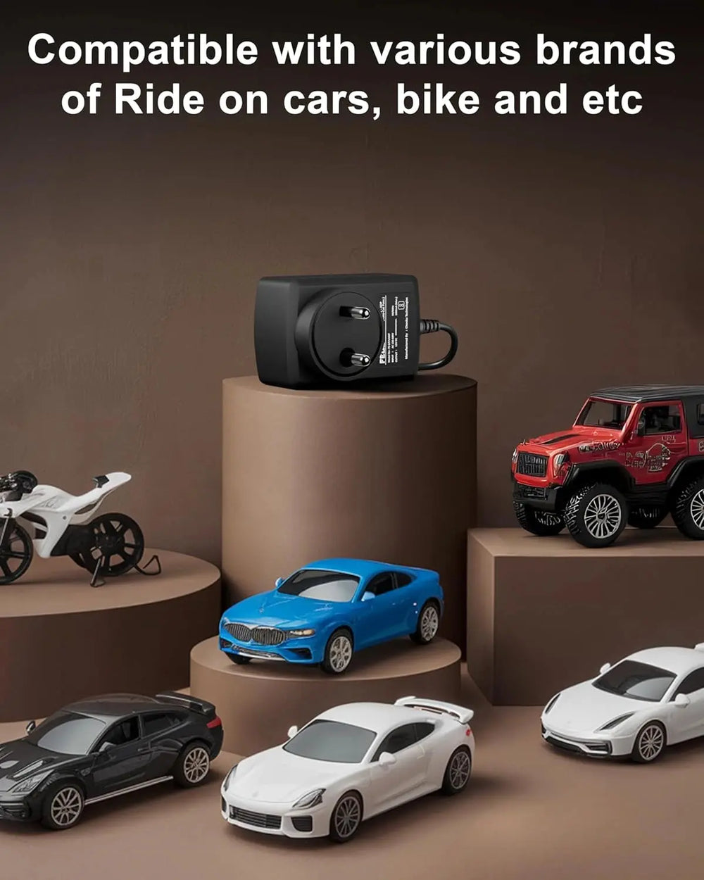 FEDUS 12v Charger for Kids Ride on Car Toys, 12 Volt Battery Charger with Charging Indicator & Auto-Cut Off Battery Power Adaptor for Kids Cheeku Technologies