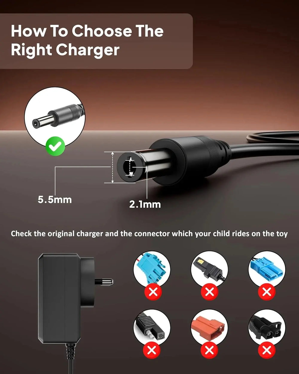 FEDUS 12v Charger for Kids Ride on Car Toys, 12 Volt Battery Charger with Charging Indicator & Auto-Cut Off Battery Power Adaptor for Kids Cheeku Technologies