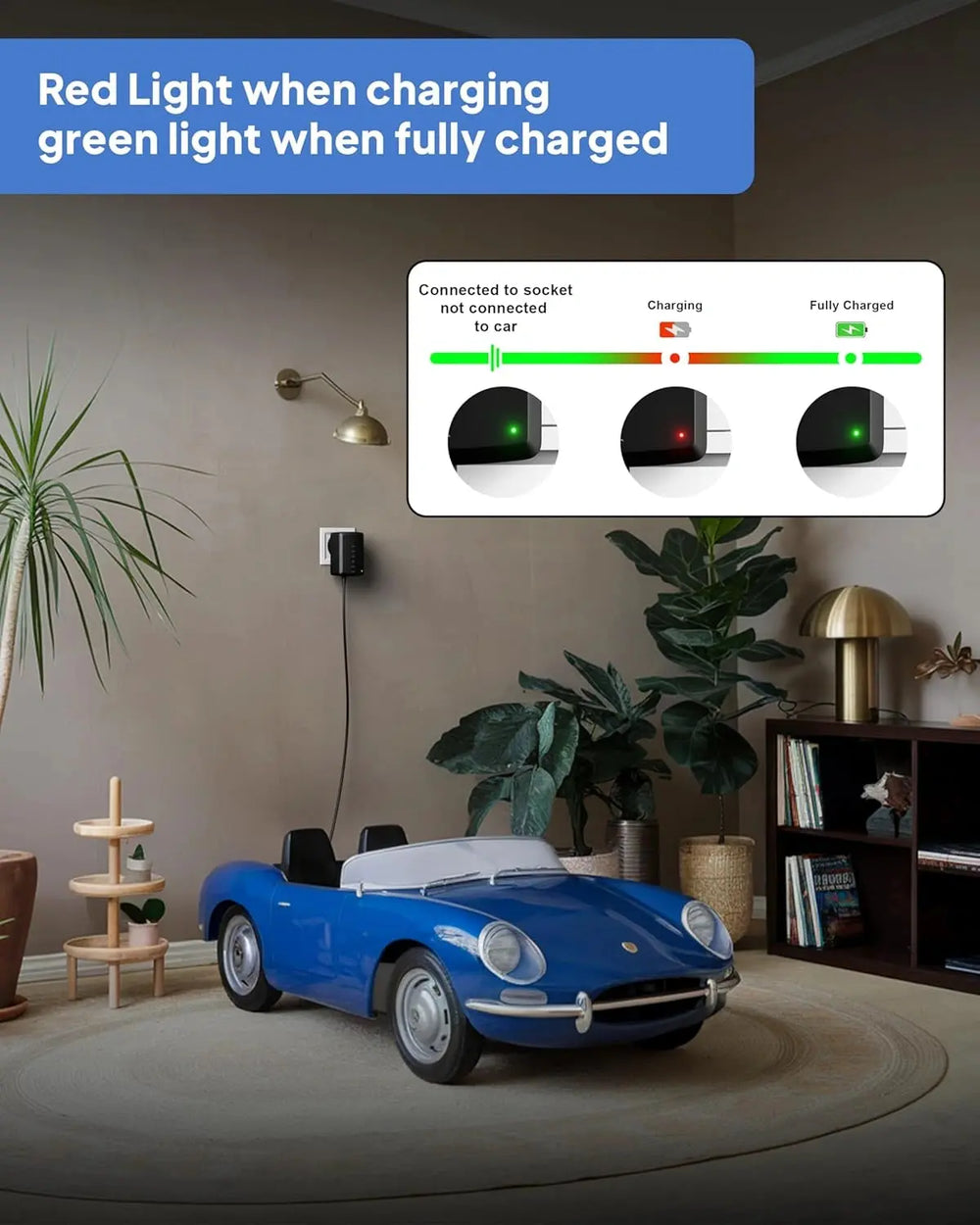 FEDUS 12v Charger for Kids Ride on Car Toys, 12 Volt Battery Charger with Charging Indicator & Auto-Cut Off Battery Power Adaptor for Kids Cheeku Technologies