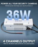 FEDUS 12V DC Metal Body CCTV Power Supply for 4 Channel Security Cameras | 12Volt 3A High Efficiency SMPS Adapter with Voltage Booster for Long Distance for Video Surveillance Dome & Bullet Camera