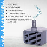 FEDUS 14 Watt Water Lifting Submersible Pump for Aquarium, Fountains, Desert Air Coolers, Pond Pump Submersible FEDUS