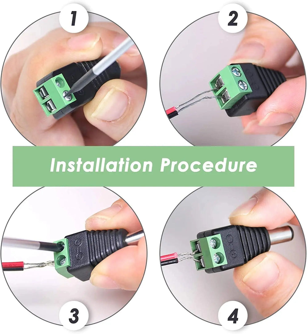 FEDUS 15 Pairs DC Power Jack Plug Adapter Connector,12V, 24V Male +Female 2.1 X 5.5MM DC Power Terminal Barrel connector for CCTV Camera/Led Strip Light, DVR, Car Rearview Monitor System FEDUS