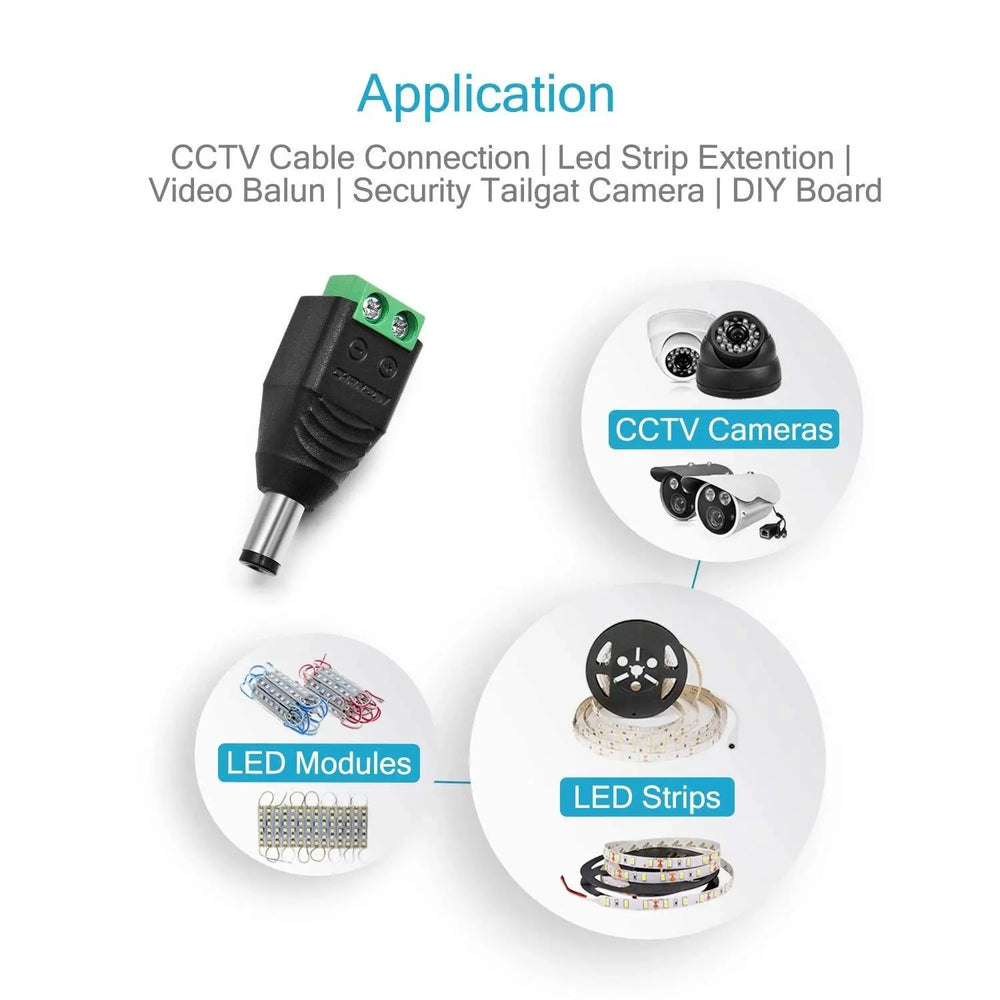 FEDUS 15 Pairs DC Power Jack Plug Adapter Connector,12V, 24V Male +Female 2.1 X 5.5MM DC Power Terminal Barrel connector for CCTV Camera/Led Strip Light, DVR, Car Rearview Monitor System FEDUS