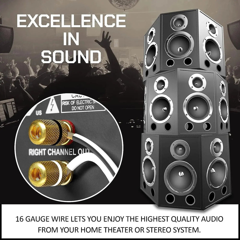 FEDUS 16 Gauge/AWG Speaker Wire Oxygen-Free Copper 2 Conductors Audio Speaker Cable for Car Speakers Stereos, Subwoofer, Home Theater Speakers, HiFi Surround Sound white/black FEDUS