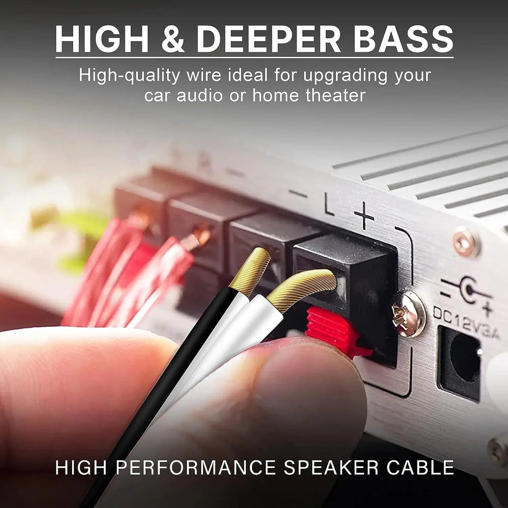 FEDUS 16 Gauge/AWG Speaker Wire Oxygen-Free Copper 2 Conductors Audio Speaker Cable for Car Speakers Stereos, Subwoofer, Home Theater Speakers, HiFi Surround Sound white/black FEDUS
