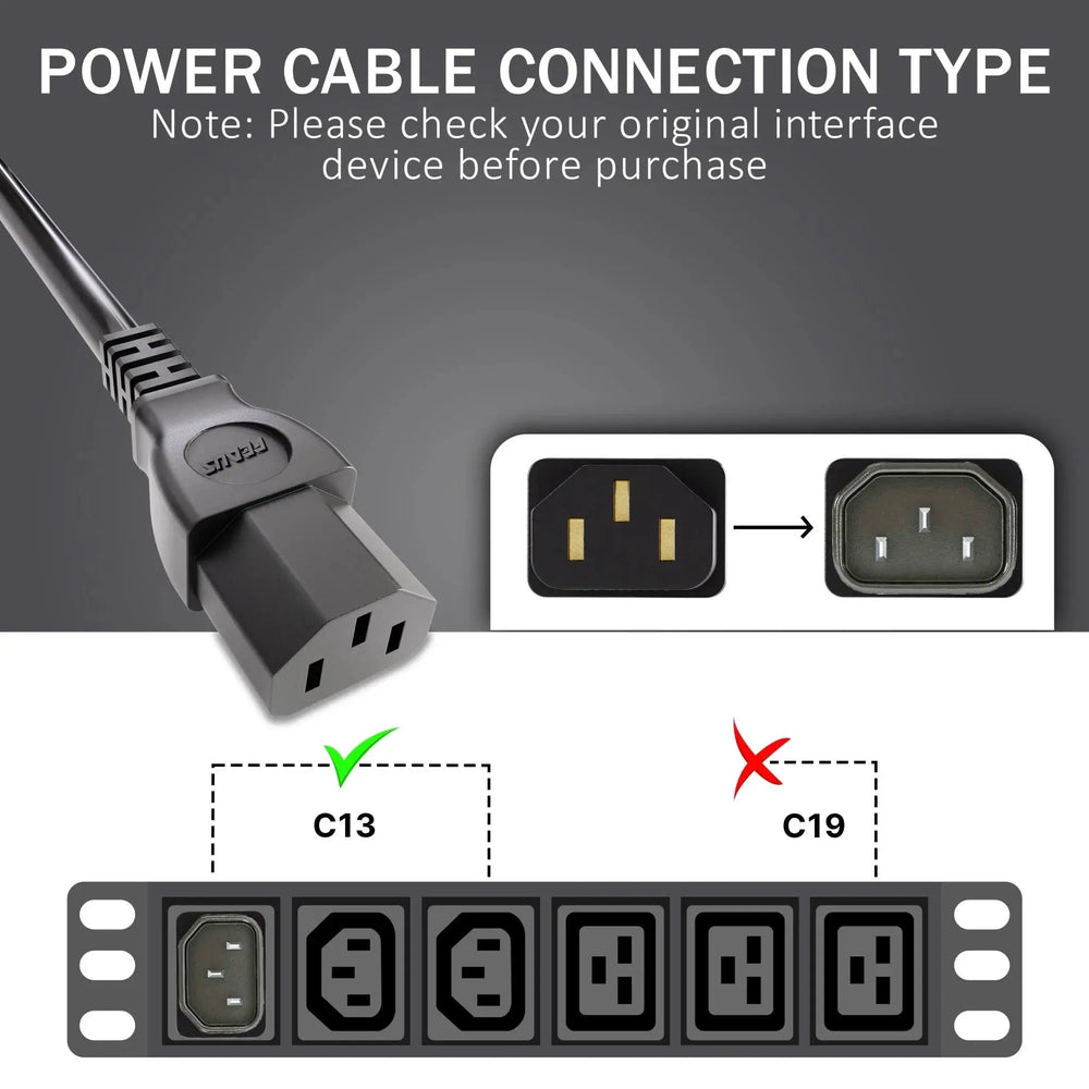 FEDUS 16A 250v Heavy Duty Copper Power Cord 16 Amp Indian Power Plug to IEC 13 Socket, 3 Pin Power Plug Cord FEDUS